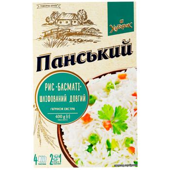 Рис Хуторок Панський Басматі шліфований довгий 400г - купити, ціни на Cупермаркет "Харків" - фото 3