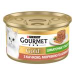 Корм влажный Gourmet Gold с уткой, морковью и шпинатом для взрослых кошек 85г