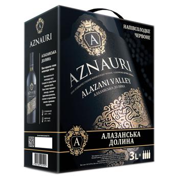 Aznauri Alazani Valley Red Semisweet Wine 9-13% 3l - buy, prices for MegaMarket - photo 1