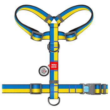 Waudog Nylon H-Shaped Harness for Dogs with QR Passport 30-40cm/15mm with Colors of Freedom Design - buy, prices for MegaMarket - photo 3