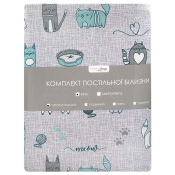 Комплект постільної білизни Home Line Котяча радість бірюзовий