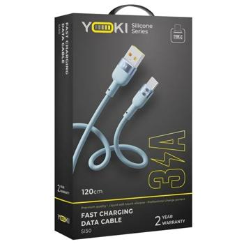 Yoki Silicone YK-SI50 Type-C 3A 1.2m blue Cable