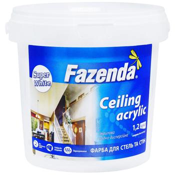 Краска Fazenda Ceiling акриловая белая 1,2кг - купить, цены на Auchan - фото 1