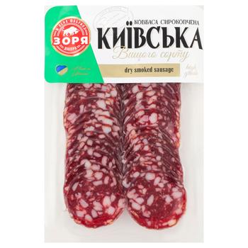 Колбаса Зоря Днепра Киевская сырокопченая нарезка высший сорт 80г - купить, цены на Чудо Маркет - фото 1