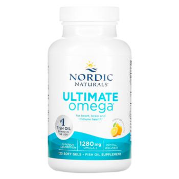 Рыбий жир Nordic Naturals Ultimate Omega со вкусом лимона 1280мг 120 гелевых капсул - купить, цены на Biotus - фото 1