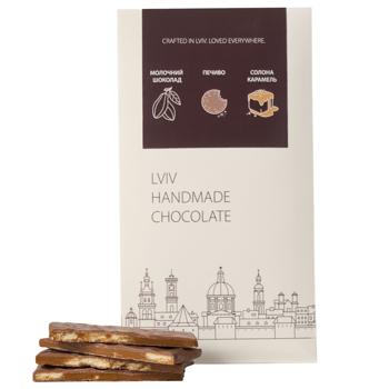 Lviv Handmade Chocolate Milk Chocolate with Salted Caramel and Cookies 78g - buy, prices for COSMOS - photo 1