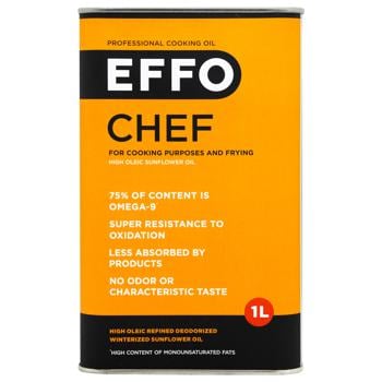 Масло подсолнечное Effo Chef высокоолеиновое вымороженное 1л - купить, цены на МегаМаркет - фото 1