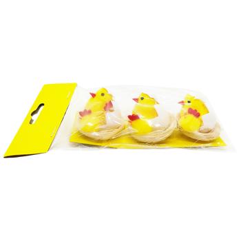Декор Пасхальный цыплята 3 шт B1-0940 20509 - купить, цены на КОСМОС - фото 1