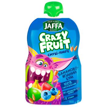 Смузи-пюре Jaffa Crazy Fruit Бананово-ягодный бум Банан-яблоко-черника-клубника-злаки 100мл - купить, цены на Auchan - фото 1