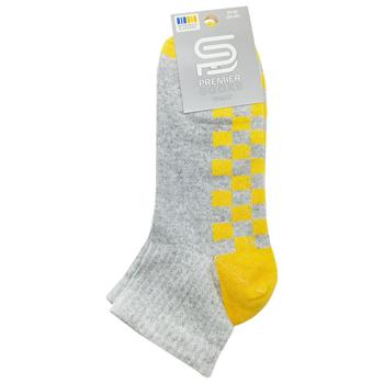 Шкарпетки Premier Socks жіночі середні Шахматка р.23-25 сіро-жовтий - купити, ціни на Чудо Маркет - фото 1