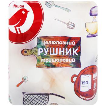Auchan Cellulose Three-layer Paper Towel 150 sheets 2pcs - buy, prices for - photo 2