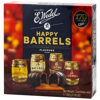 Конфеты E.Wedel Happy Barrels с алкогольной начинкой 200г - купить, цены на КОСМОС - фото 1
