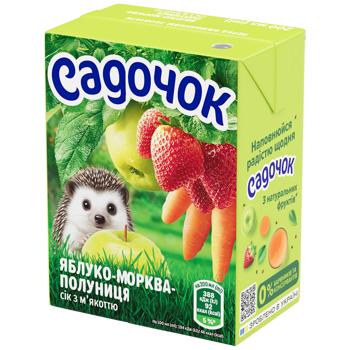 Сік Садочок яблуко морква полуниця з м'якоттю 200мл - купити, ціни на Чудо Маркет - фото 1