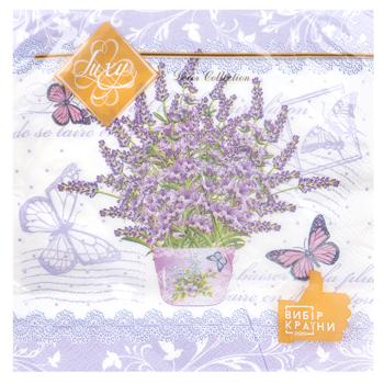 Салфетки столовые Luxy Пышный букет лаванды 3-слойные 33х33см 18шт