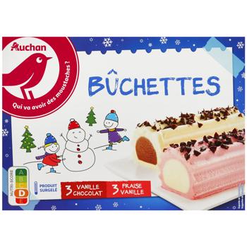 Auchan Frozen Vanilla-Chocolate and Strawberry-Vanilla Dessert 352g