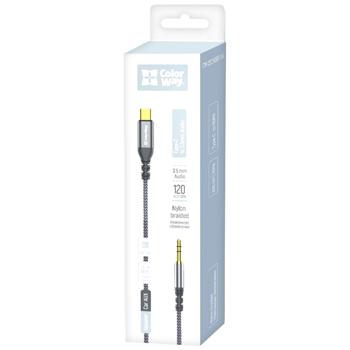 Адаптер-перехідник Colorway USB-C to 3,5мм mini-Jack сірий 1,2м