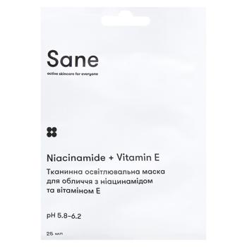 Sane Brightening Sheet Face Mask with Niacinamide and Vitamin E 25ml