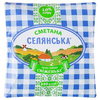 Сметана Селянська 10% 350г - купить, цены на Идеал - фото 1