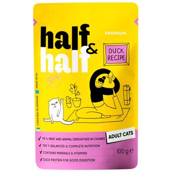Упаковка вологого корму для котів Half&Half Adult 22 шт х 100 г - качка - купити, ціни на MasterZoo - фото 2