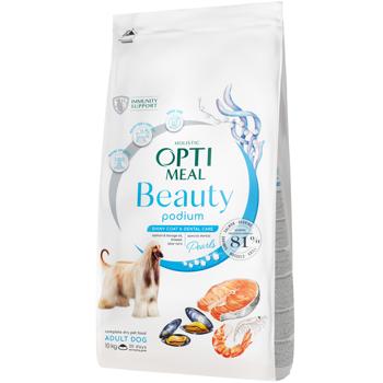 Корм сухий Optimeal Beauty Podium з морепродуктами для догляду за шерстю та зубами у дорослих собак всіх порід 10кг - купити, ціни на MasterZoo - фото 1