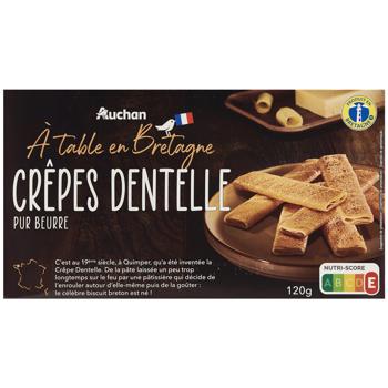 Млинці хрусткі Auchan Crepes Dentelle 120г - купити, ціни на Auchan - фото 1