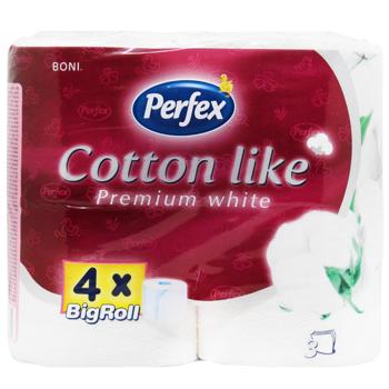 Туалетний папір Perfex Cotton Like Premium White 3-шаровий 4шт - купити, ціни на - фото 2