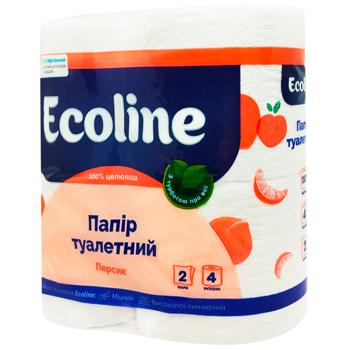 Ecoline Peach 2-Ply Toilet Paper 4pcs - buy, prices for Supermarket "Kharkiv" - photo 2