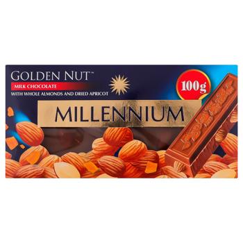 Шоколад молочний Millennium Gold Nut з цілим мигдалем та курагою 100г - купити, ціни на Ідеал - фото 1