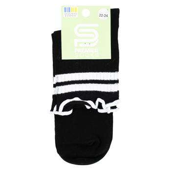 Шкарпетки Premier Socks підліткові високі з рюшем р.22-24 чорний зі смужками - купити, ціни на ЕКО Маркет - фото 1