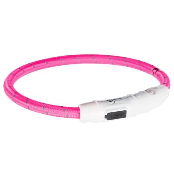 Trixie Flash Light Ring USB Polyurethane Collar for Dogs M-L 45cm/7mm Pink