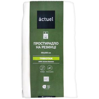 Actuel White Jersey Fitted Sheet 90x200cm - buy, prices for Auchan - photo 1