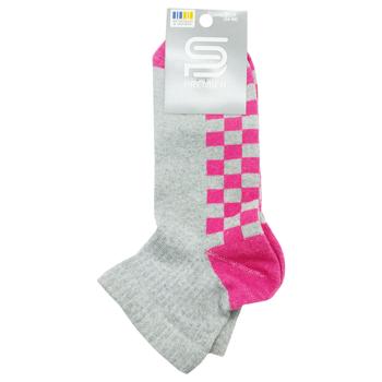Носки Premier Socks женские средние Шахматка р.23-25 серо-малиновый - купить, цены на Чудо Маркет - фото 1