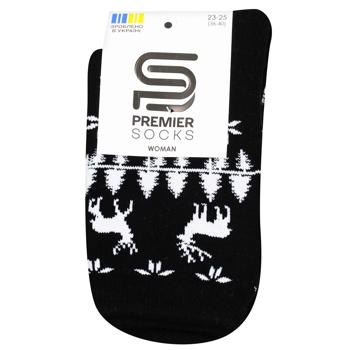 Шкарпетки жіночі Premier Socks махра олені чорні розмір 23-25 - купить, цены на Auchan - фото 1