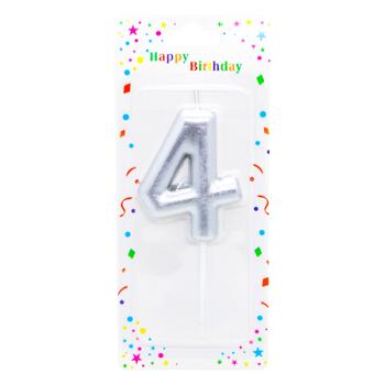 Digit 4 Metallic Cake Сandle - buy, prices for Tavria V - photo 1