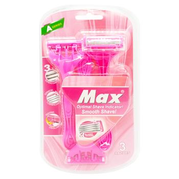 Бритвы Max 3 женские 3шт - купить, цены на КОСМОС - фото 1