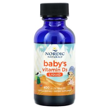 Вітамін D3 для дітей, Baby's Vitamin D3, Nordic Naturals, рідкий, 10 мкг (400 МО), 22,5 мл - купить, цены на Biotus - фото 1