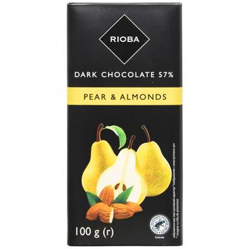 Шоколад черный Rioba груша и миндаль 100г