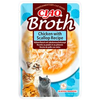 Лакомство для кошек Inaba Ciao Broth с курицей и морским гребешком 40г - купить, цены на MasterZoo - фото 1