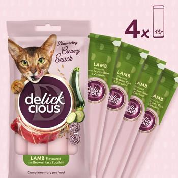 Лакомство для кошек Delickcious Creamy Snack с ягненком, коричневым рисом и цуккини 4шт*15г - купить, цены на MasterZoo - фото 2