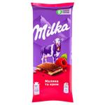 Шоколад молочный Milka с малиново-кремовой начинкой 90г