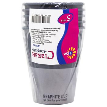 Стакан бумажный ТСМ Graphite 5шт 400мл - купить, цены на ULTRAMARKET - фото 1
