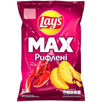 Чипсы Lay's рифленые со вкусом лобстера 95г - купить, цены на Auchan - фото 1