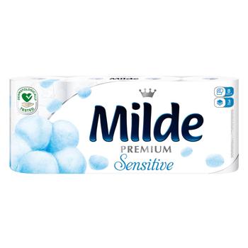 Туалетний папір Milde Premium Sensitive 3-шаровий 8шт - купити, ціни на КОСМОС - фото 1