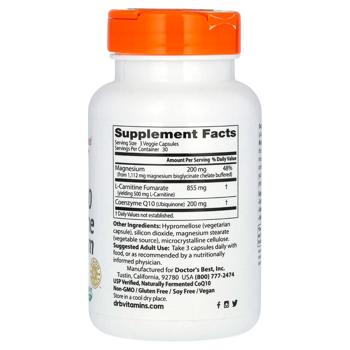 Коэнзим  Q10 карнитин и магний, CoQ10 L-Carnitine Magnesium, Doctor's Best, 90 капсул - купити, ціни на Біотус - фото 2