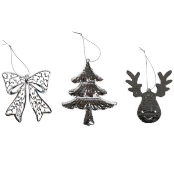 Actuel Christmas Tree/Deer/Bow Silver Christmas Tree Pendant 9-12cm in assortment - buy, prices for - photo 1