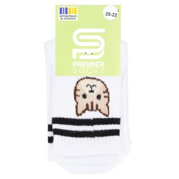 Шкарпетки підліткові Premier Socks Котик високі зі смужками р.20-25 білий