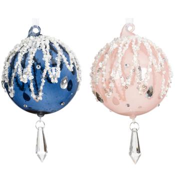 Шар елочный Decoris с кристаллом 8см в ассортименте