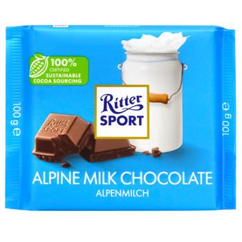 Шоколад молочний Ritter Sport з альпійським молоком 30% 100г