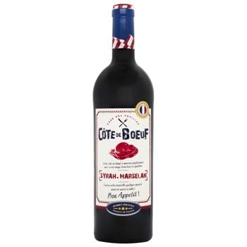 Вино Cote de Boeuf Syrah Marselan червоне сухе 14% 0,75л - купити, ціни на МегаМаркет - фото 1