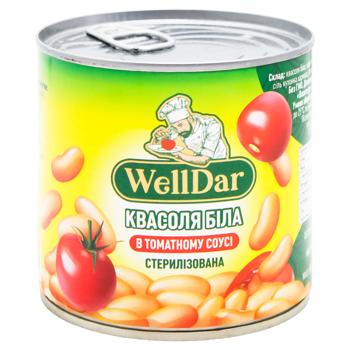 Квасоля WellDar біла в томатному соусі стерилізована 410г - купити, ціни на ЕКО Маркет - фото 1